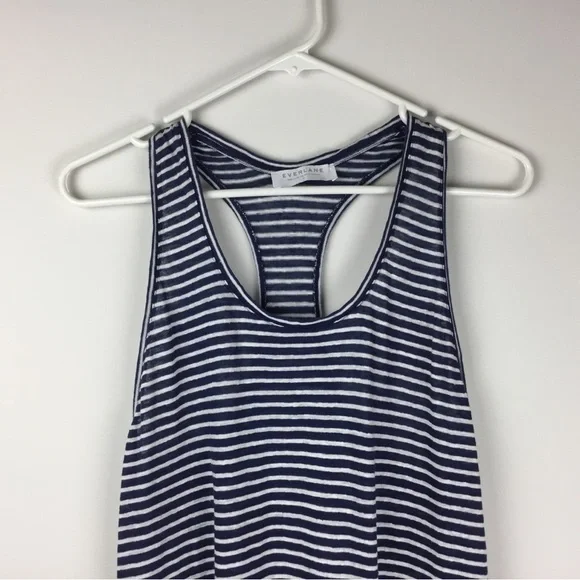 Everlane Navy & White Striped 100% Linen Tank Dress Size Small Relaxed Fit - Picture 6 of 7